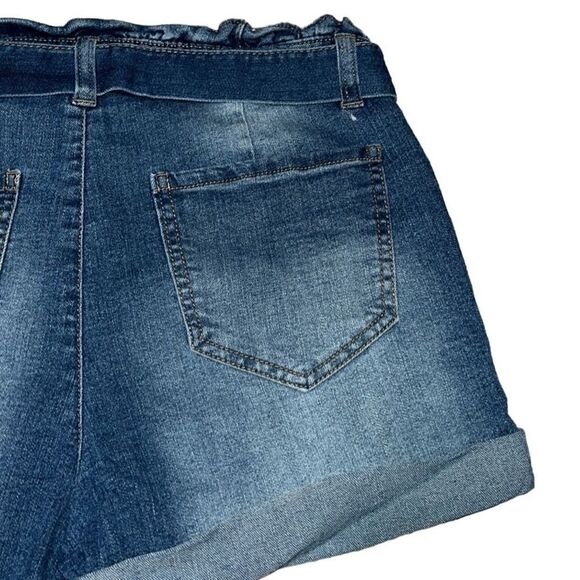 Blue Spice Paper Bag Rolled Hem Jean Shorts - Picture 6 of 8